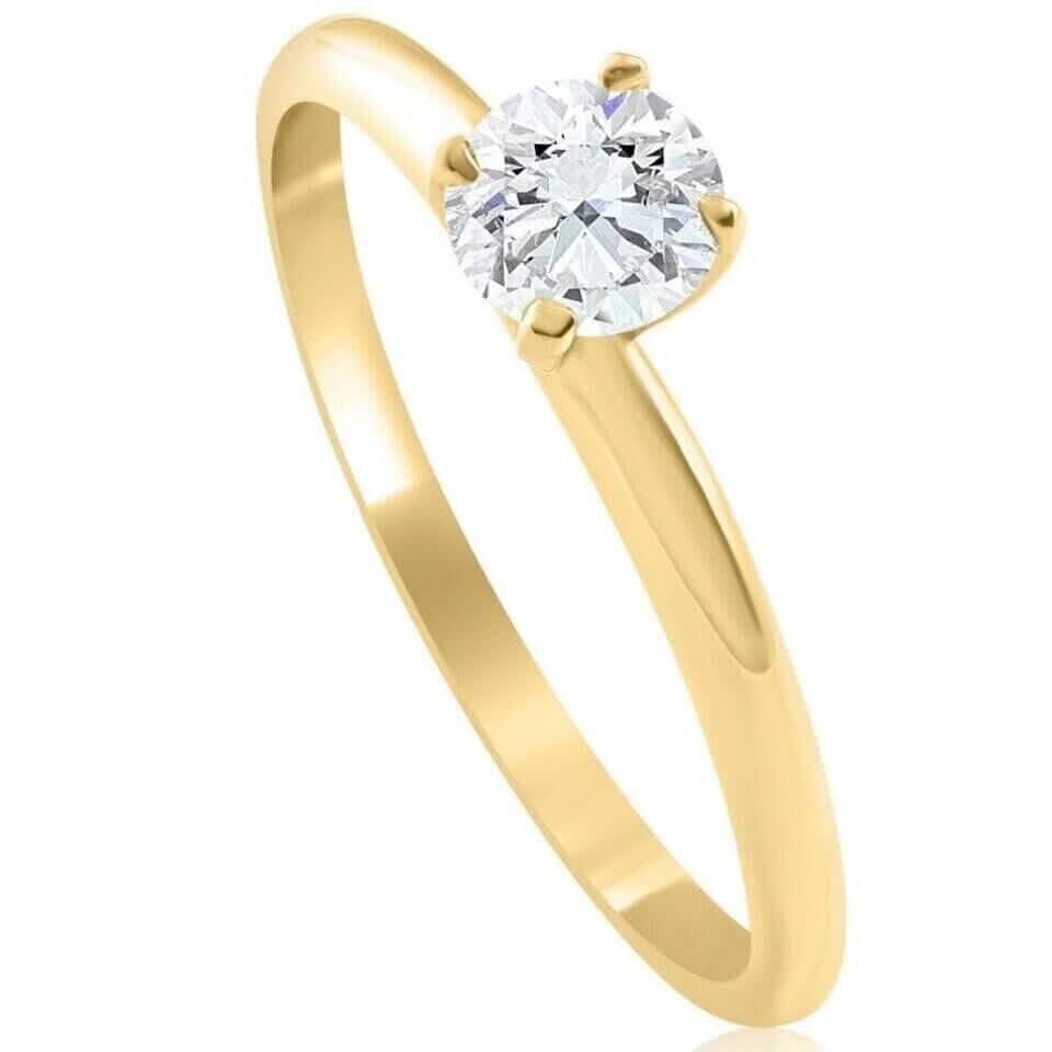 14k Yellow Gold 5/8Ct Round-Cut Solitaire Diamond Engagement Ring High Polished DailySale