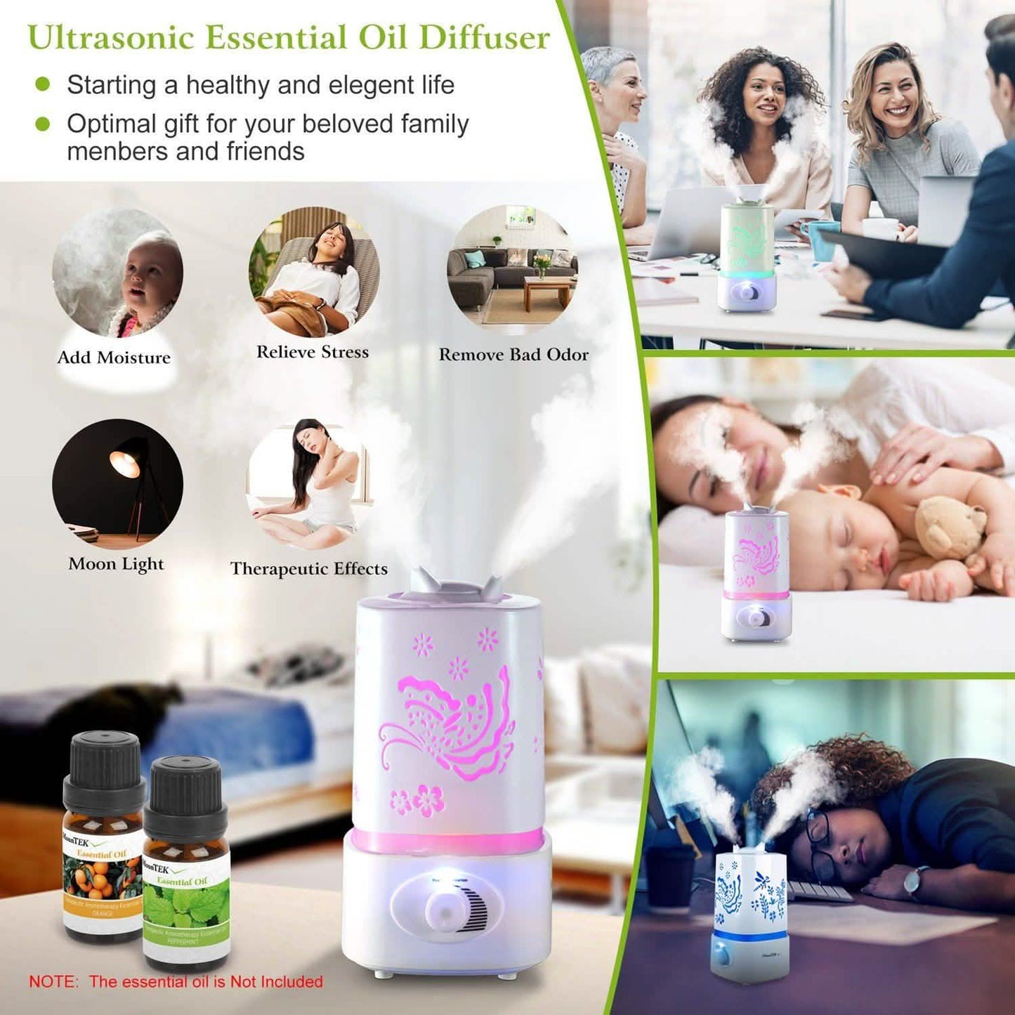 1500ml Ultrasonic Aroma Essential Oil Diffuser DailySale