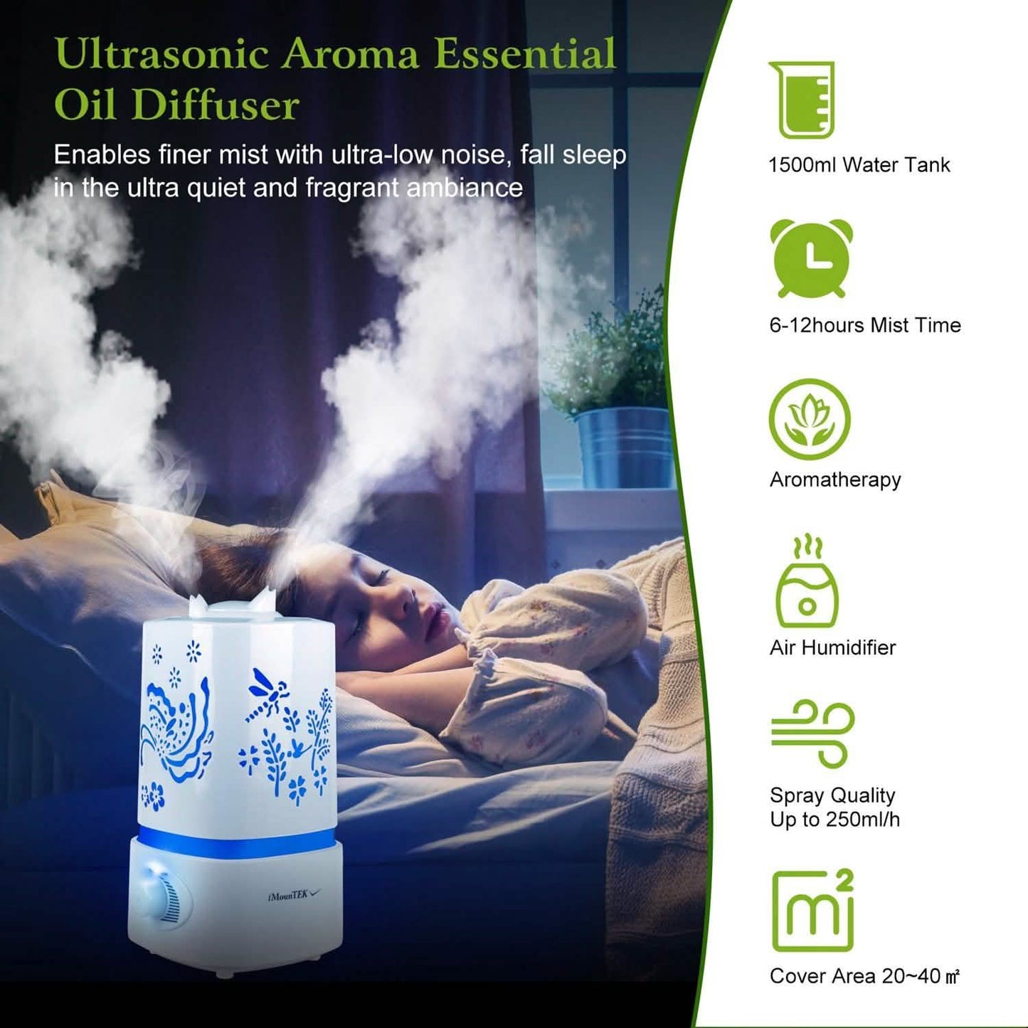 1500ml Ultrasonic Aroma Essential Oil Diffuser DailySale