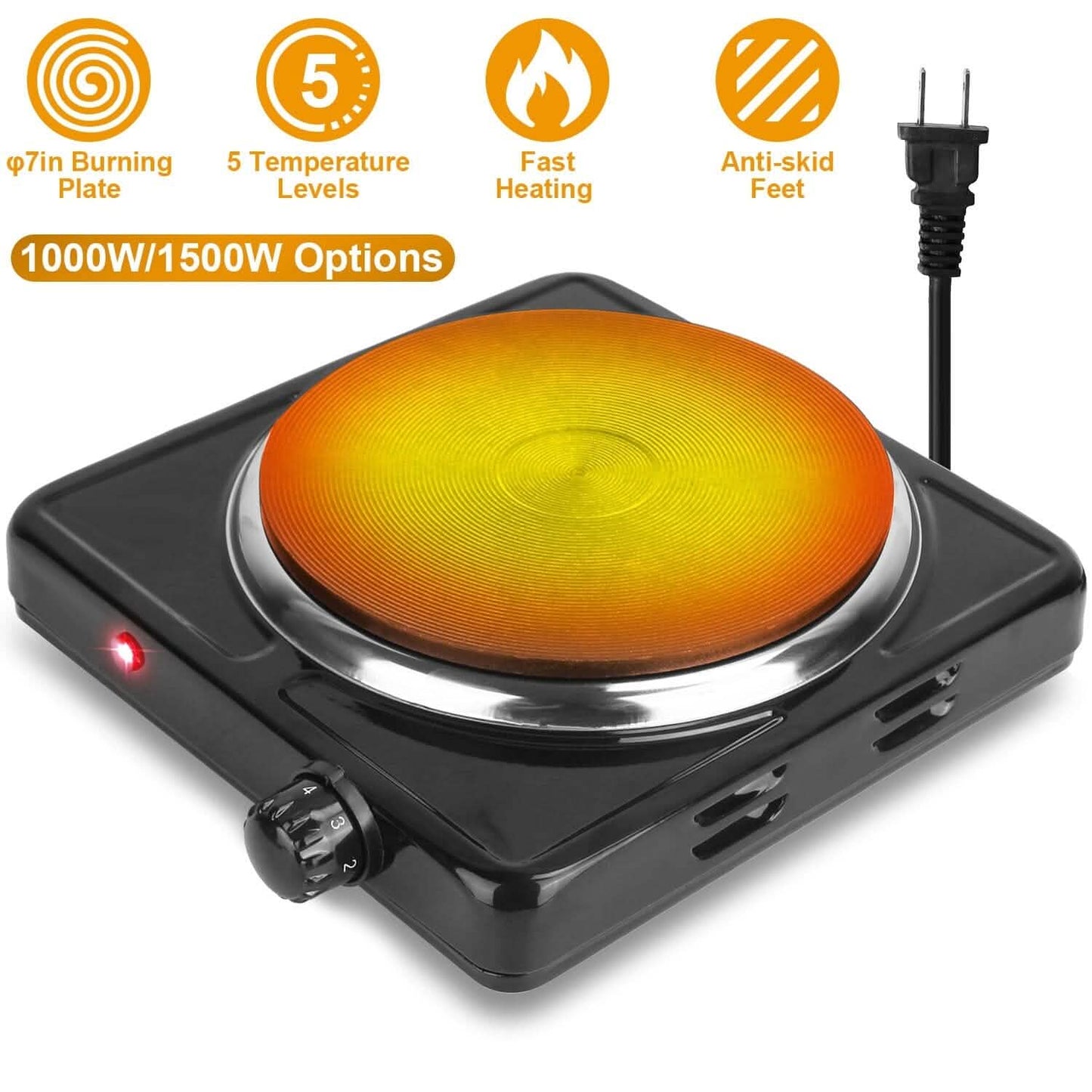 1500W Portable Heating Hot Plate Stove Countertop with Non Slip Rubber DailySale