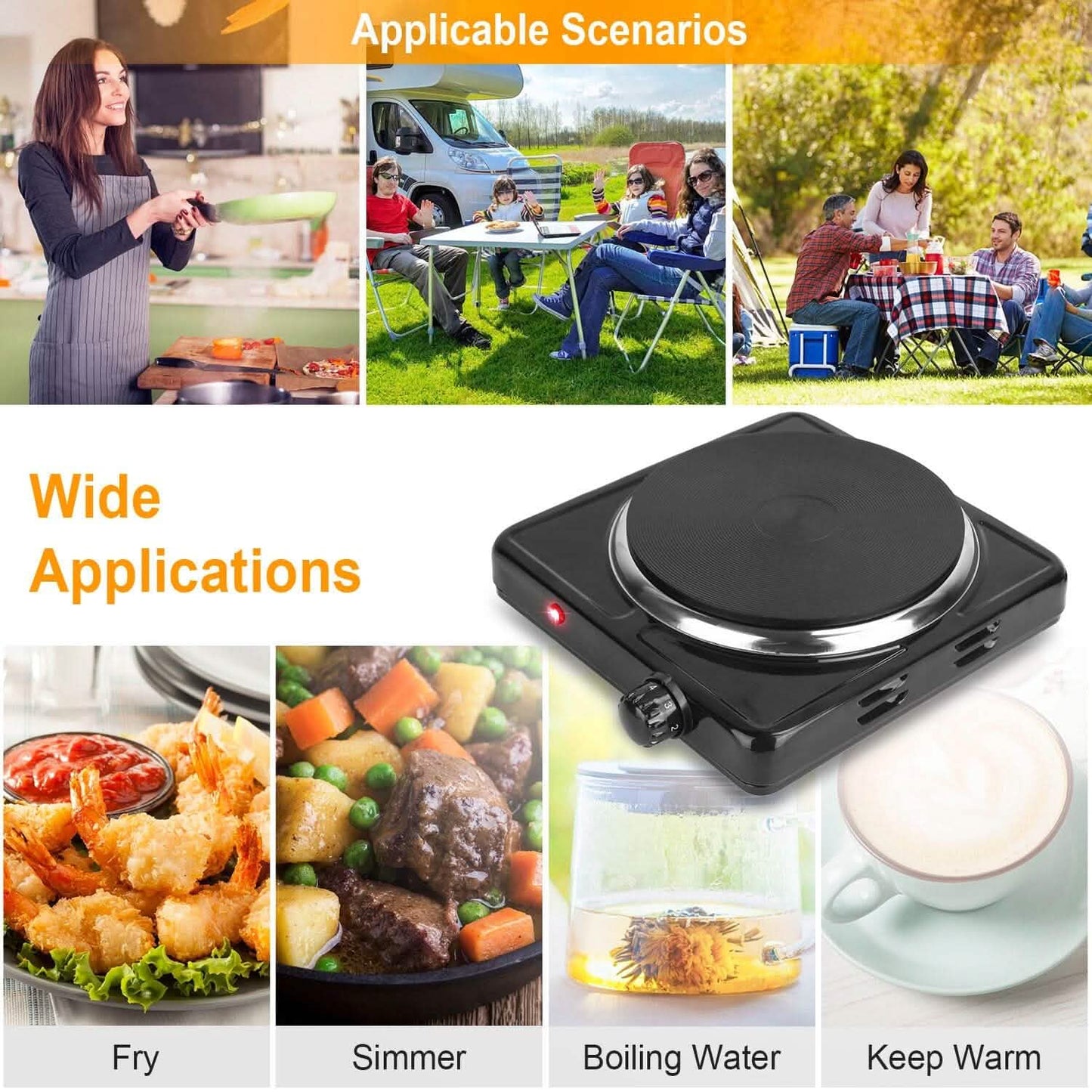 1500W Portable Heating Hot Plate Stove Countertop with Non Slip Rubber DailySale