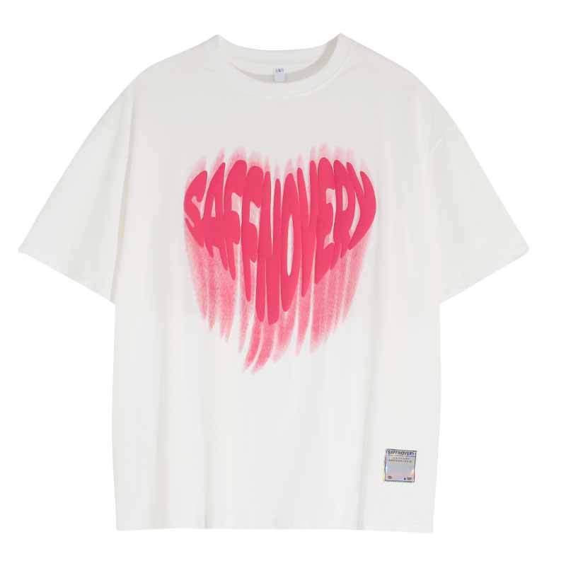 Pink Heart Y2K Graphic T-Shirt - Retro Cyber-Core Oversized Tee | LuxuryUrbanwear - Luxuryurbanwear