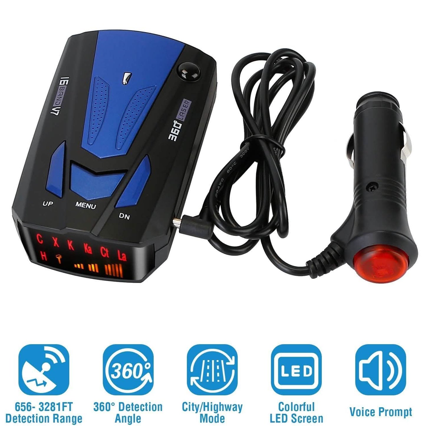 16 Band V7 Speed Safety Voice Alert Car Radar Detector DailySale