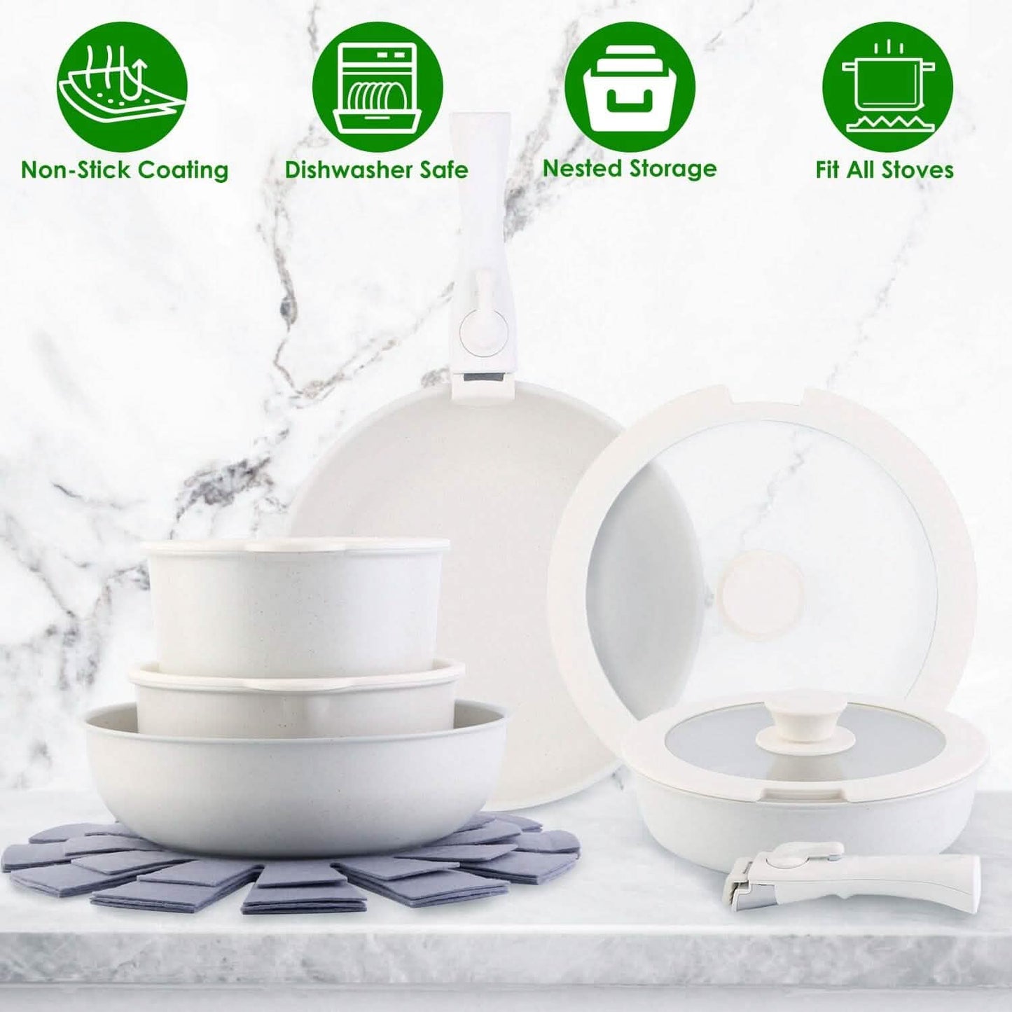 17-Pieces: Nonstick Cookware Set Induction Kitchen Pots and Pans DailySale