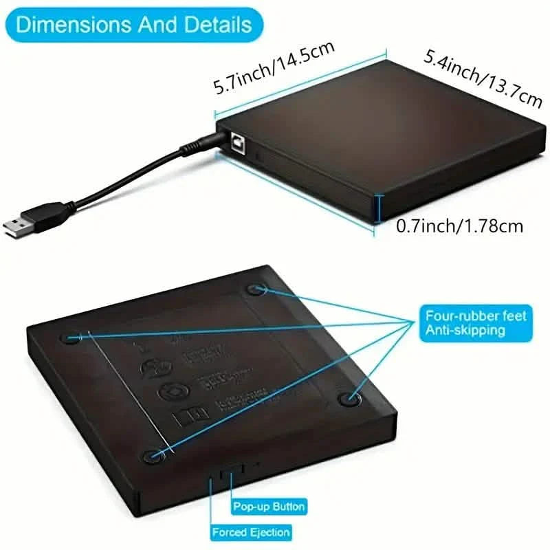 External CD/DVD Drive – USB 3.0 Slim Portable CD-RW/DVD-RW Burner for PC & Laptop DailySale