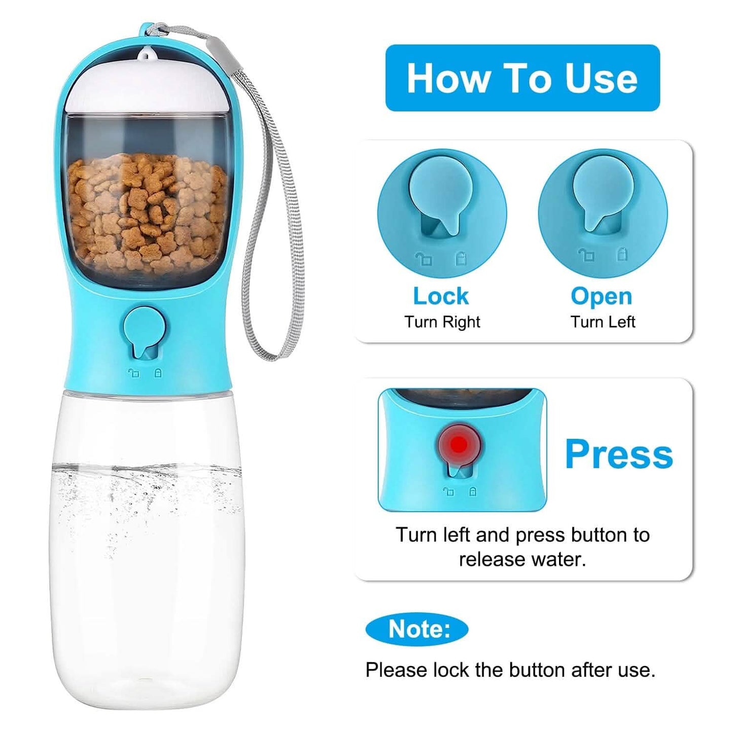 18.6 oz Portable Dog Water Dispenser with Detachable Food Container DailySale