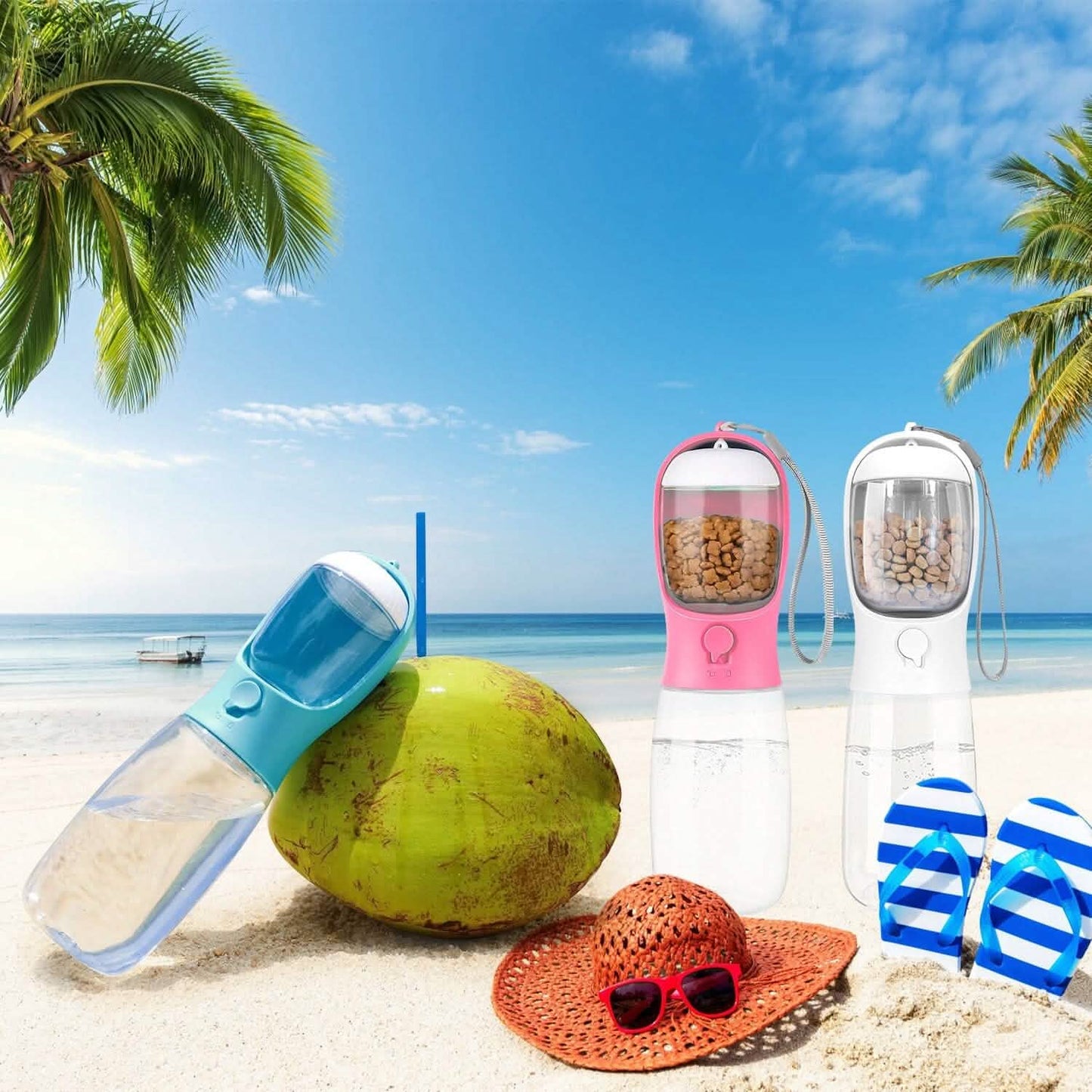 18.6 oz Portable Dog Water Dispenser with Detachable Food Container DailySale