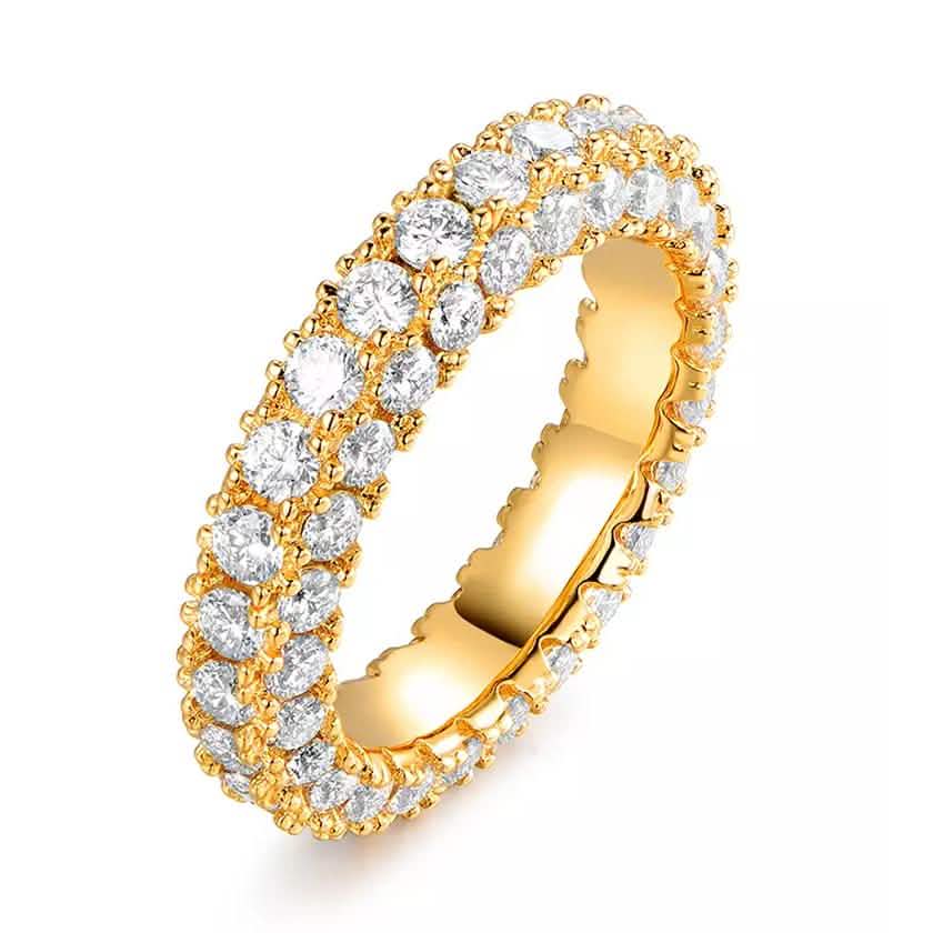 18K Gold and Italian Cut Crystal 3 Row Eternity Ring DailySale