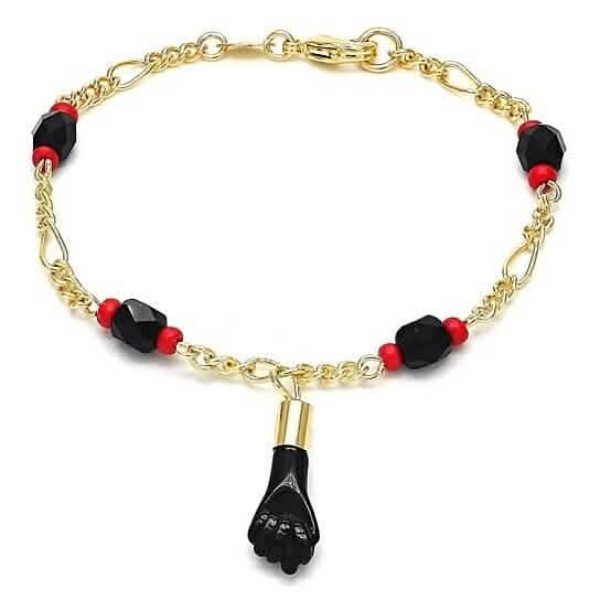 18k Gold Azabache Black Hand Figa Kabbalah 6" DailySale