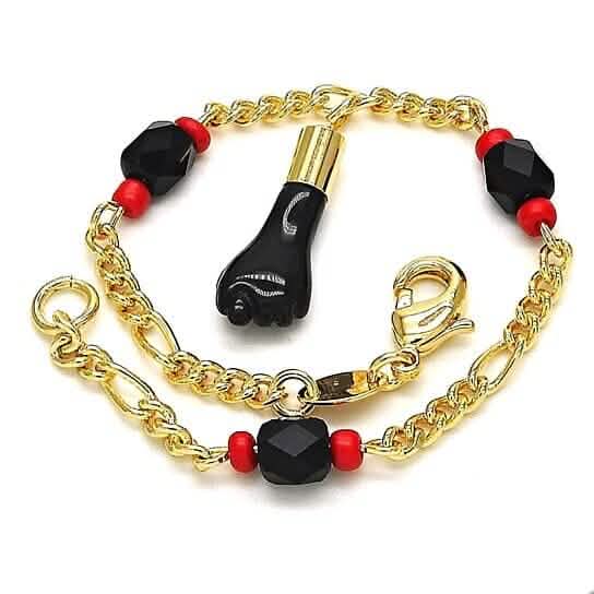 18k Gold Azabache Black Hand Figa Kabbalah 6" DailySale