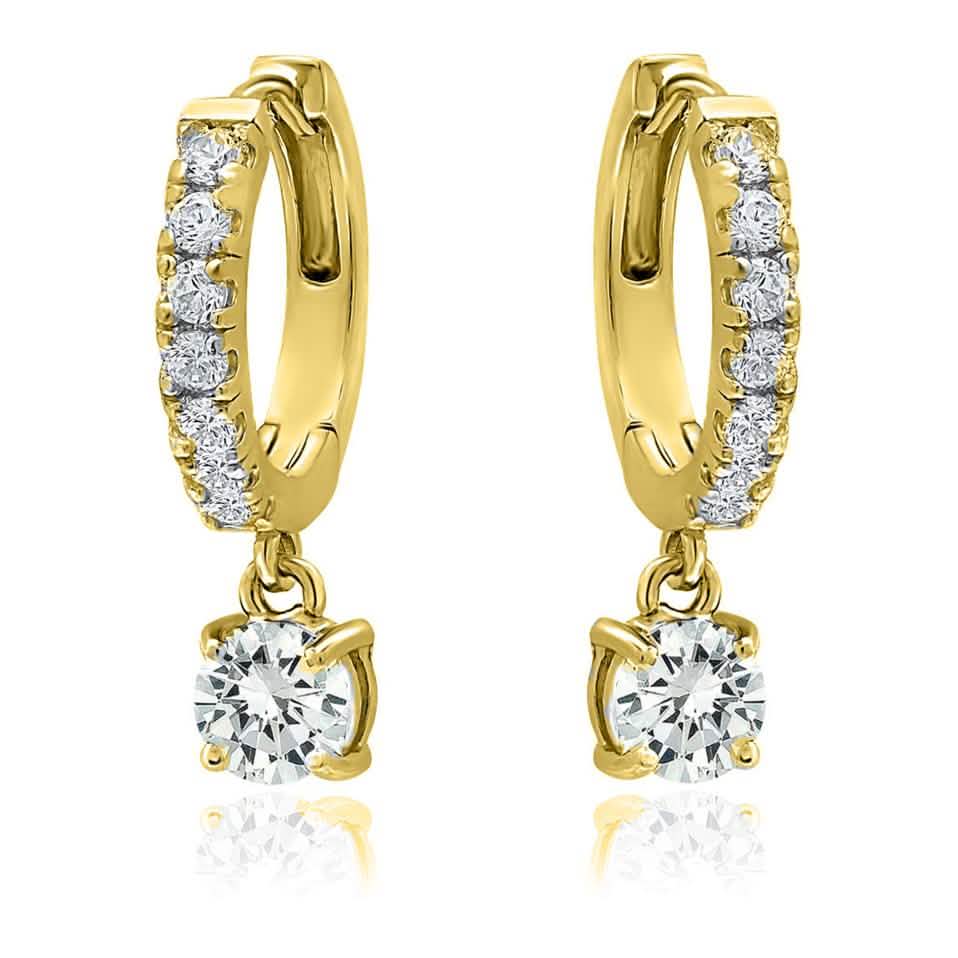 18K Gold Dangle Crystal Drop Huggie Earrings DailySale