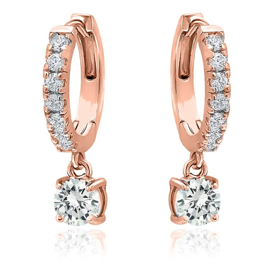 18K Gold Dangle Crystal Drop Huggie Earrings DailySale