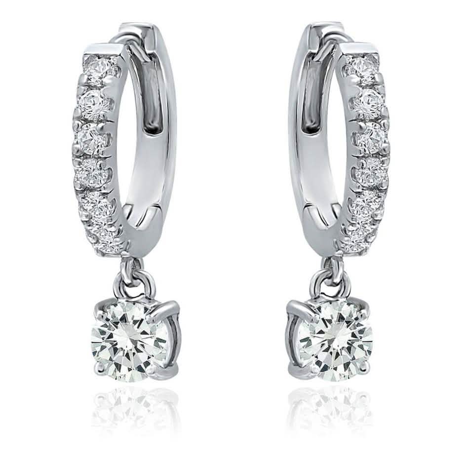 18K Gold Dangle Crystal Drop Huggie Earrings DailySale