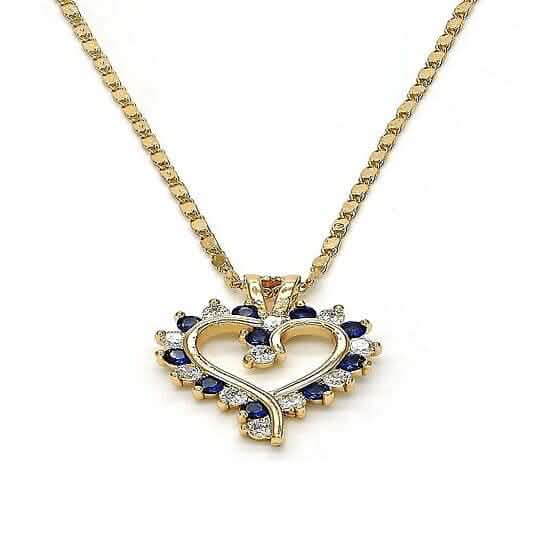18k Gold Filled Blue Sapphire Micro Pave Heart Necklace DailySale