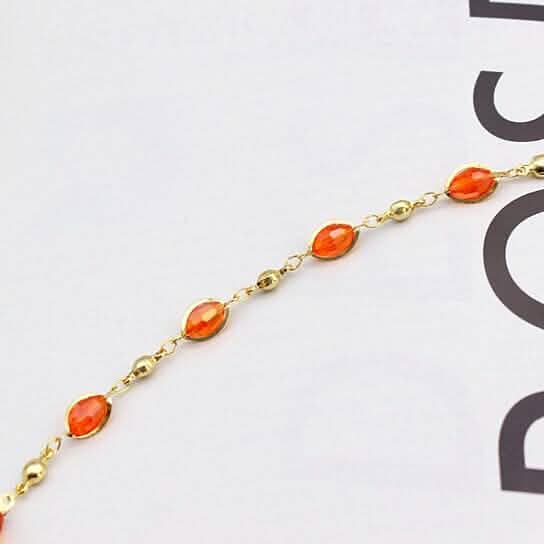 18K Gold Filled High Polish Finish Oval Crystal Ankle Bracelet DailySale