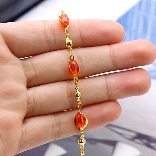 18K Gold Filled High Polish Finish Oval Crystal Ankle Bracelet DailySale