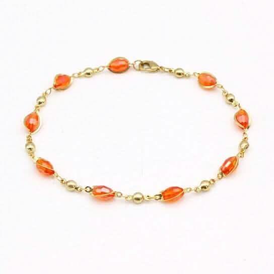 18K Gold Filled High Polish Finish Oval Crystal Ankle Bracelet DailySale