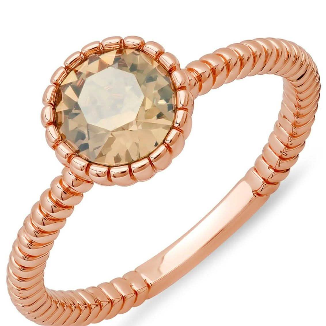 18k Gold Plated Brass Solitaire Rope Engagement Ring with Swarovski Crystals DailySale