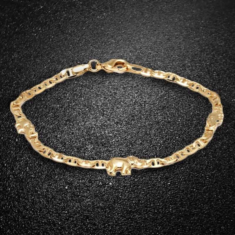 18K Gold Plated Elephant Charm Mariner Link Anklet DailySale