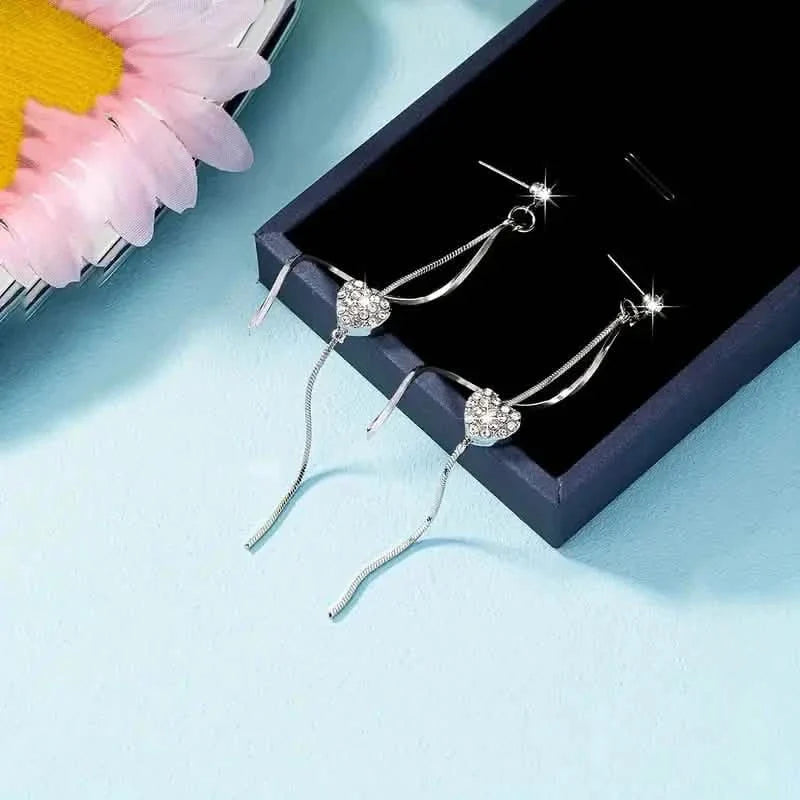 18K Gold Spiral Lines Heart Design Dangle Earrings DailySale