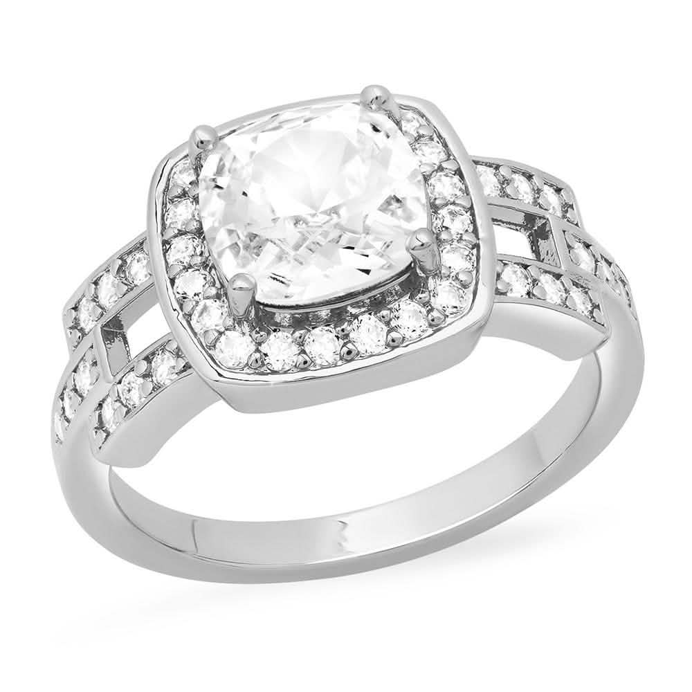 18k Gold Plated Square Engagement Ring with Swarovski Crystals DailySale
