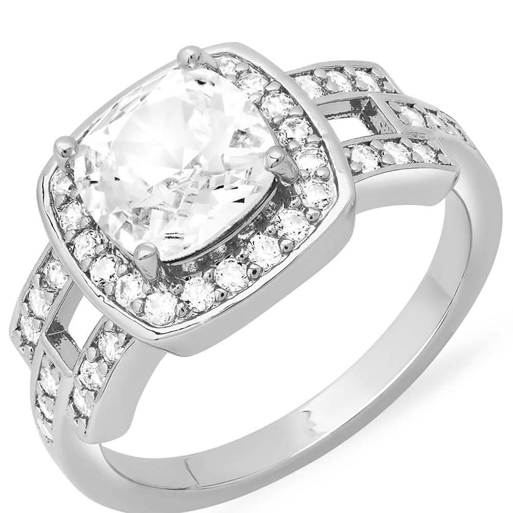 18k Gold Plated Square Engagement Ring with Swarovski Crystals DailySale