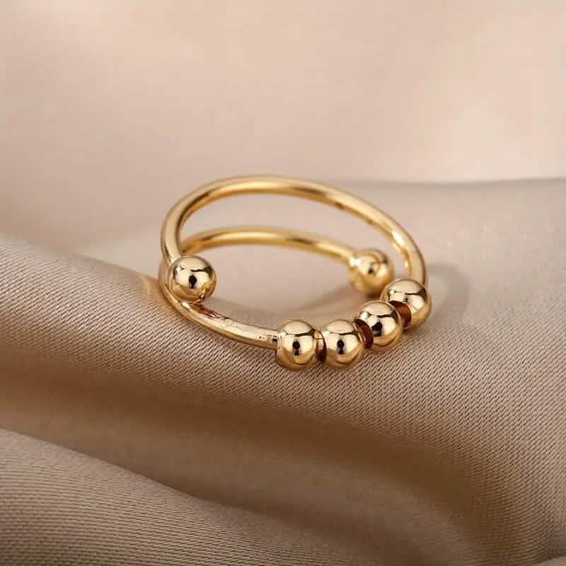 18K Gold Spinning Beads Anxiety Ring DailySale