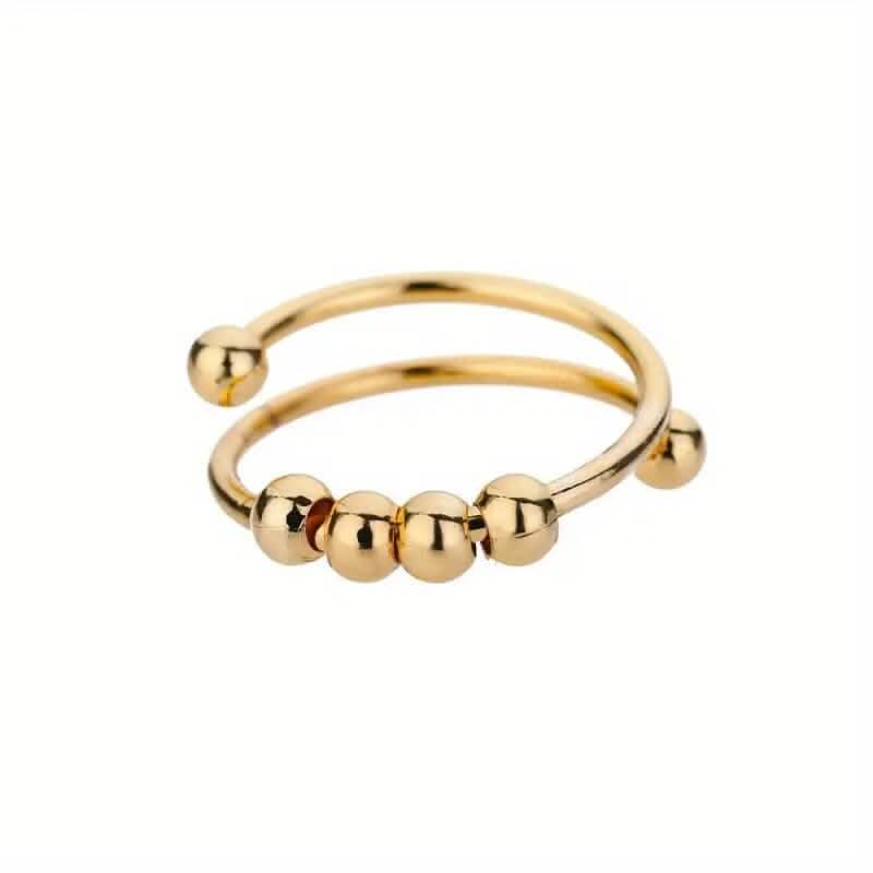 18K Gold Spinning Beads Anxiety Ring DailySale