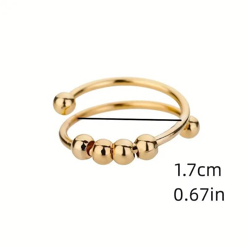 18K Gold Spinning Beads Anxiety Ring DailySale