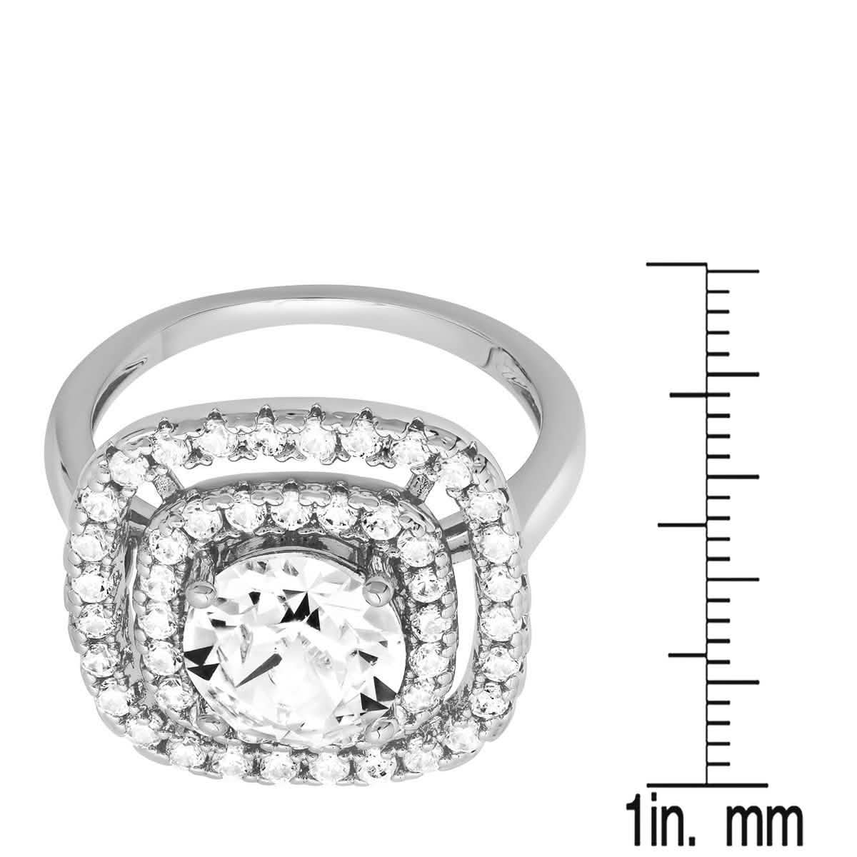 18K White Gold Plated Brass Square Engagement Ring Adorned with Swarovski Crystals DailySale