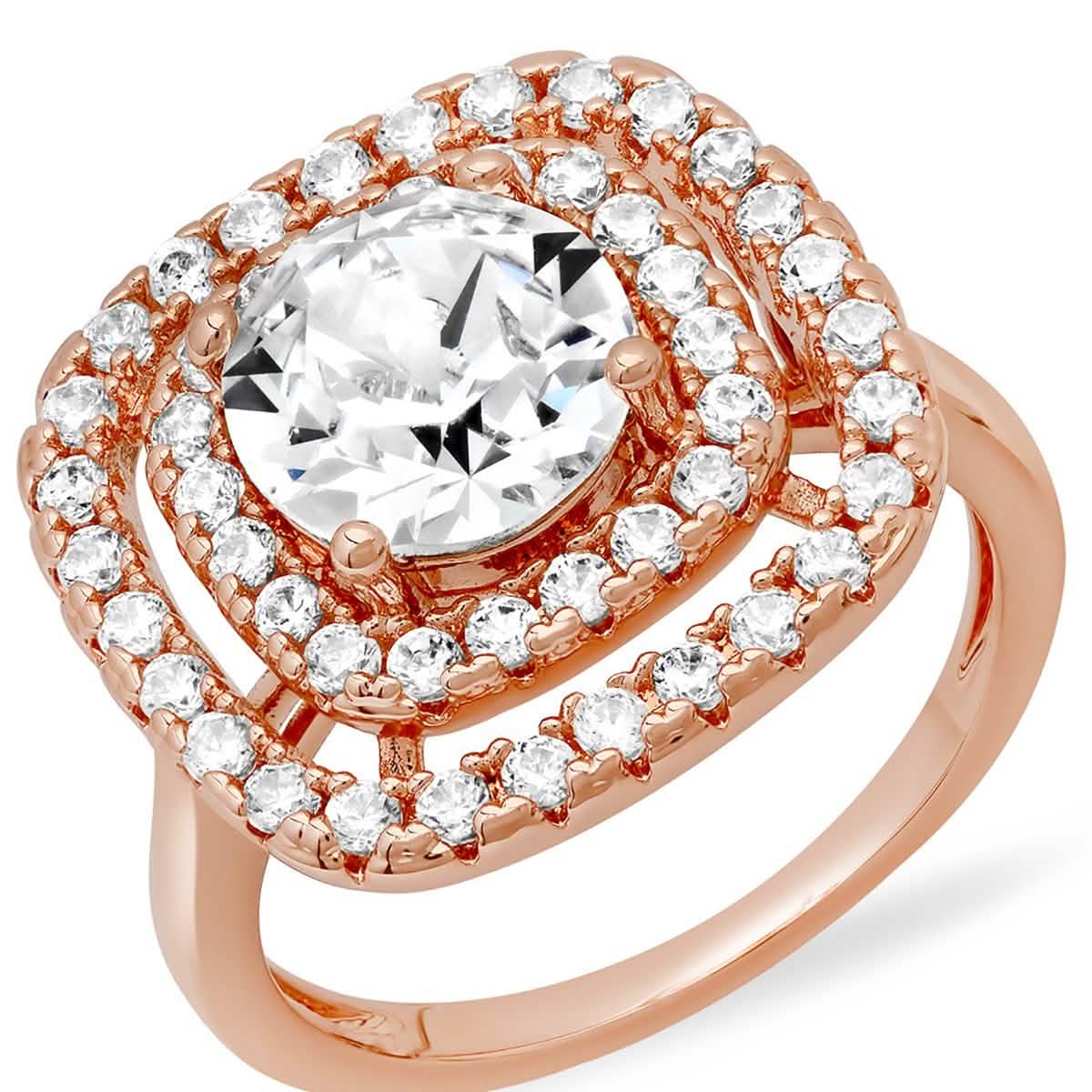 18K White Gold Plated Brass Square Engagement Ring Adorned with Swarovski Crystals DailySale