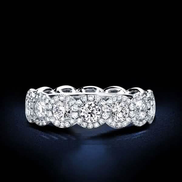 18kt White Gold Plated Simulated Diamond Eternity Band Ring DailySale