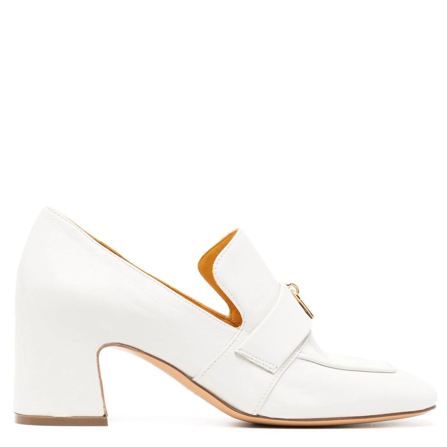 White Leather Lock Heel Loafer Madison Maison