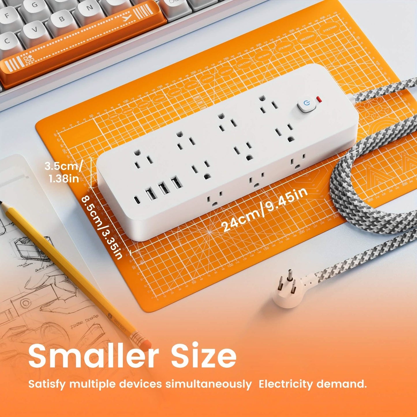 18-Outlet Power Strip with USB & Type-C – Surge Protection DailySale