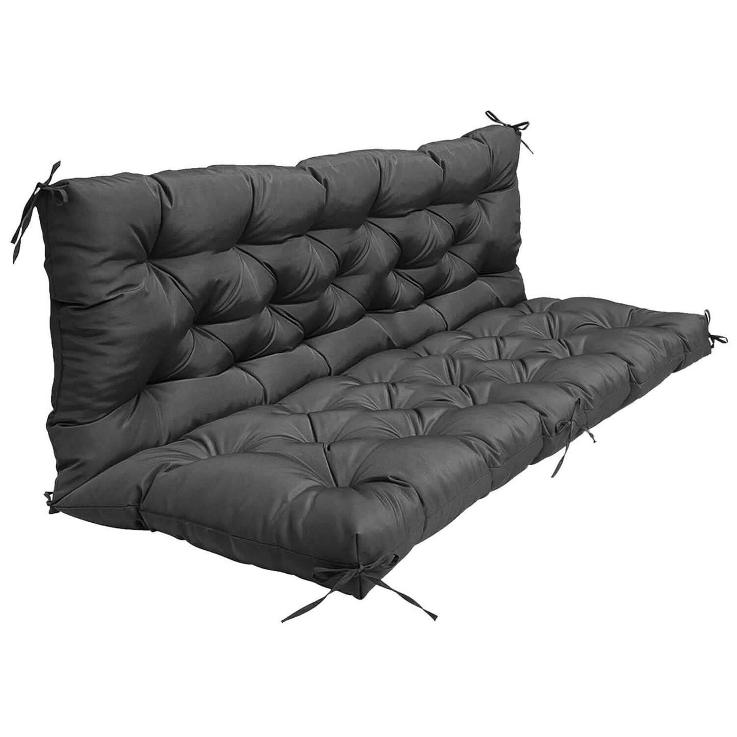 2-3 Seater Swing Cushion Replacement Swing Beach Pads with Backrest 8-Tie Straps DailySale
