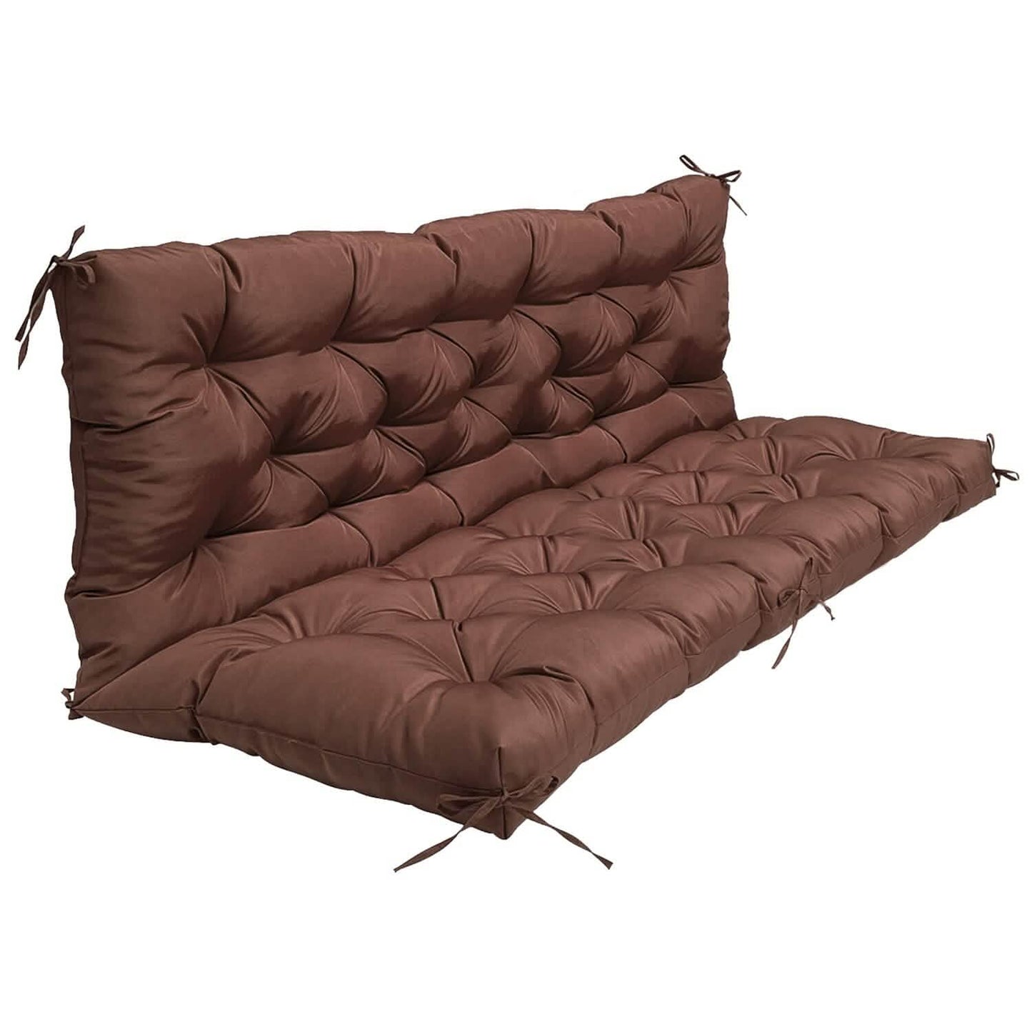 2-3 Seater Swing Cushion Replacement Swing Beach Pads with Backrest 8-Tie Straps DailySale
