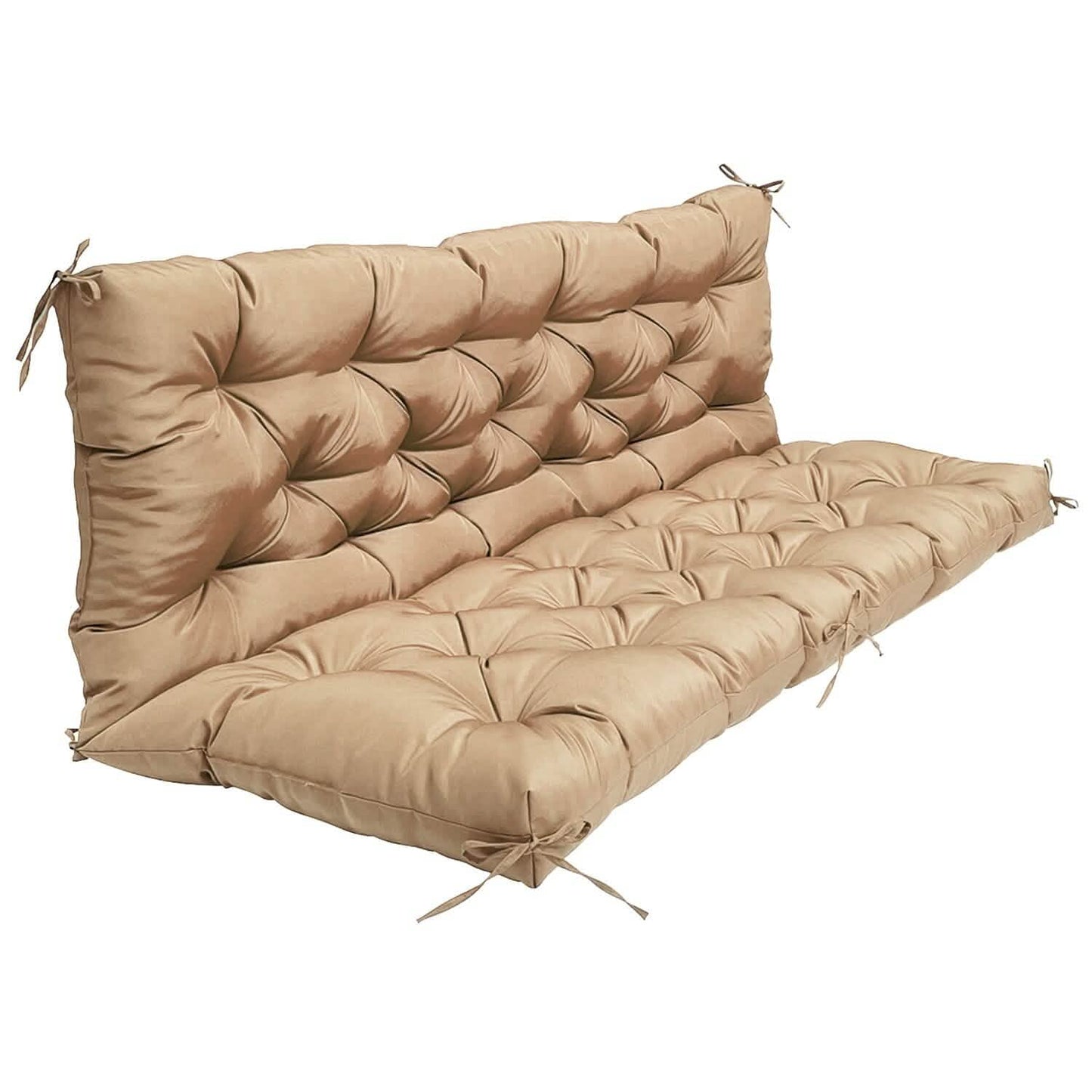 2-3 Seater Swing Cushion Replacement Swing Beach Pads with Backrest 8-Tie Straps DailySale