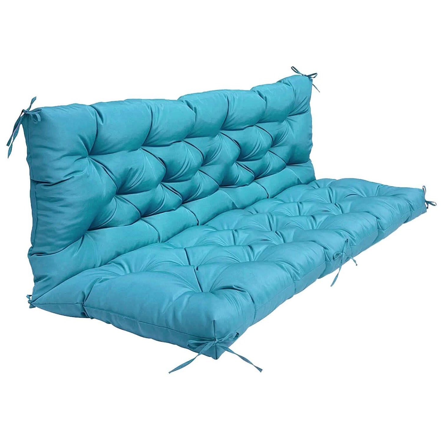 2-3 Seater Swing Cushion Replacement Swing Beach Pads with Backrest 8-Tie Straps DailySale