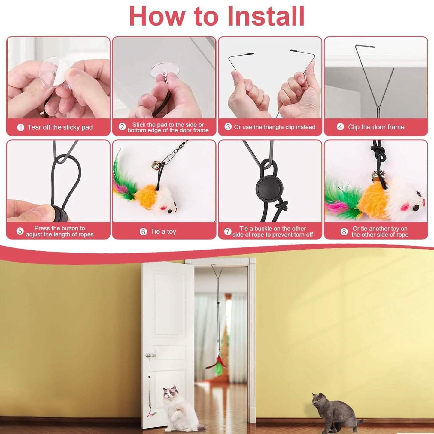 2 Cat Wand Toys with Suction Cup Double Head Interactive Cat Feather Toy DailySale