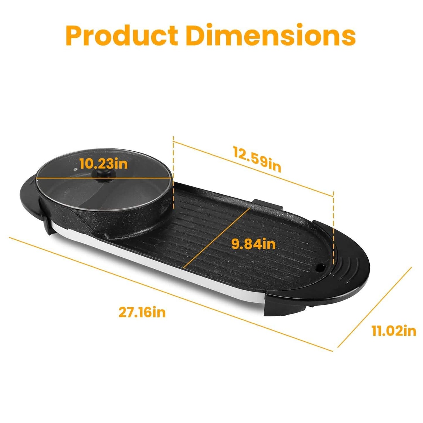 2-in-1 Electric Hot Pot with Bbq Grill Cooker 2200W DailySale