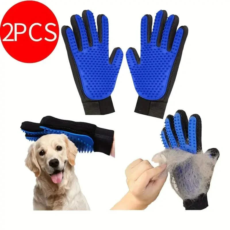 2-in-1 Pet Grooming Gloves Brushes For Dogs And Cat DailySale