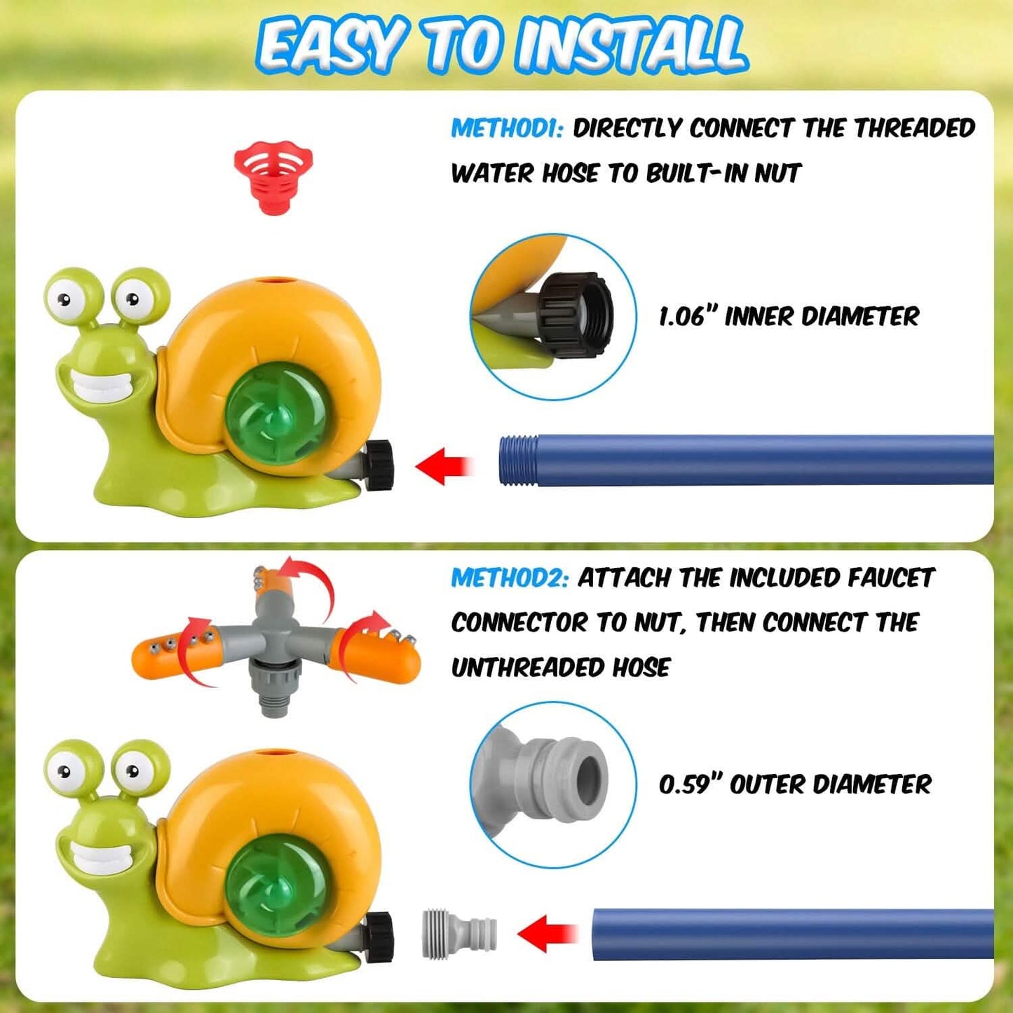 2-in-1 Snail Water Sprinkler Baseball Toy with 2 Sprinkler Nozzles DailySale