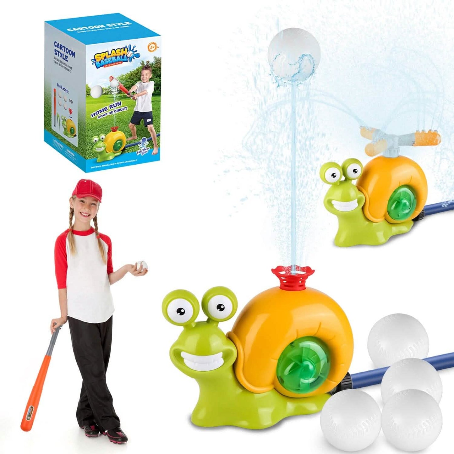 2-in-1 Snail Water Sprinkler Baseball Toy with 2 Sprinkler Nozzles DailySale