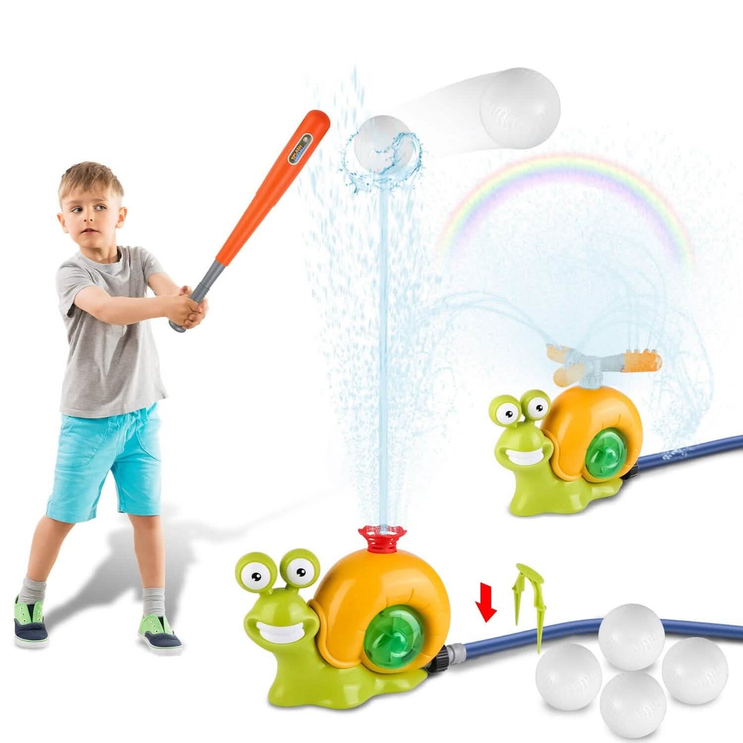 2-in-1 Snail Water Sprinkler Baseball Toy with 2 Sprinkler Nozzles DailySale