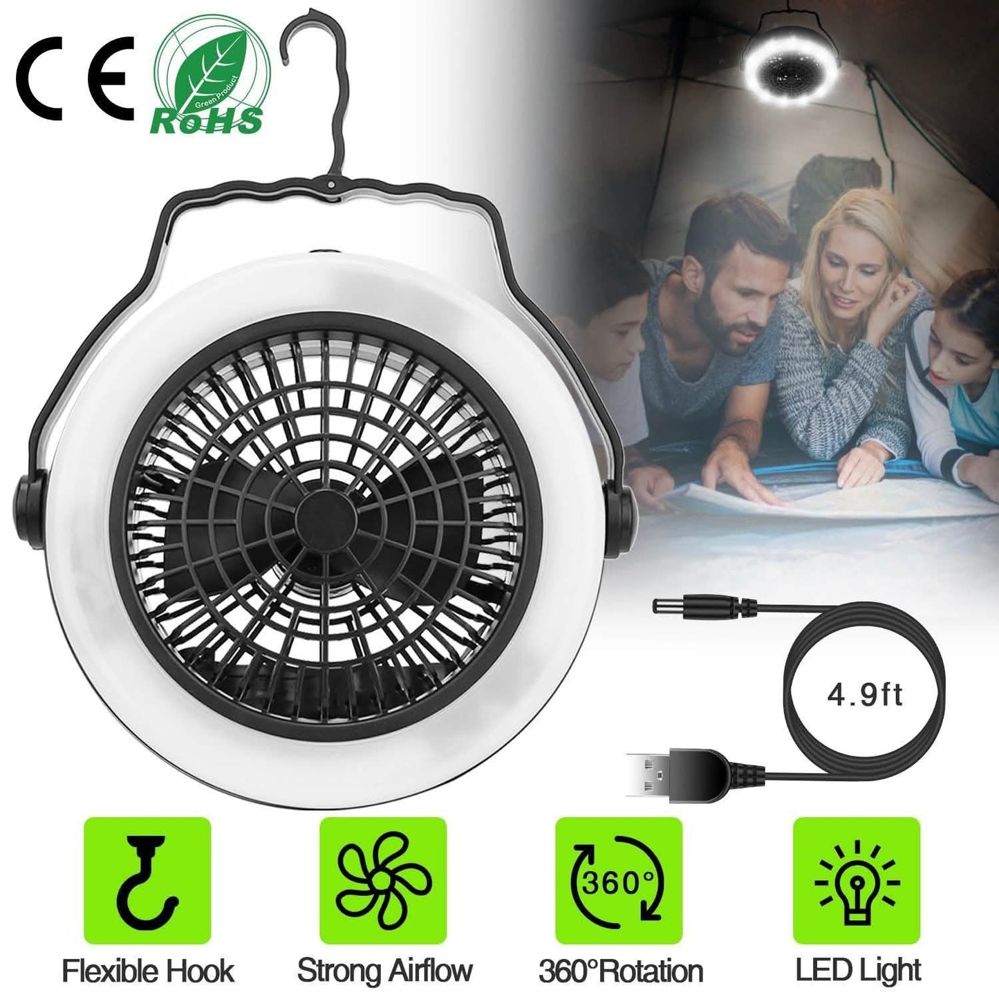 2-in-1 Outdoor Battery/USB Operated Portable Camping LED Fan DailySale