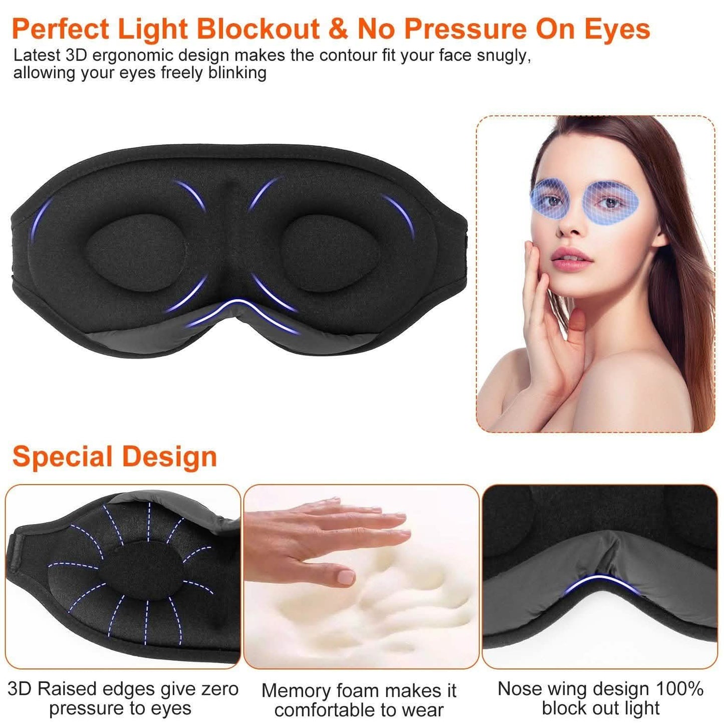 2-Pack: 3D Contoured Cup Light Blockout Sleeping Mask DailySale