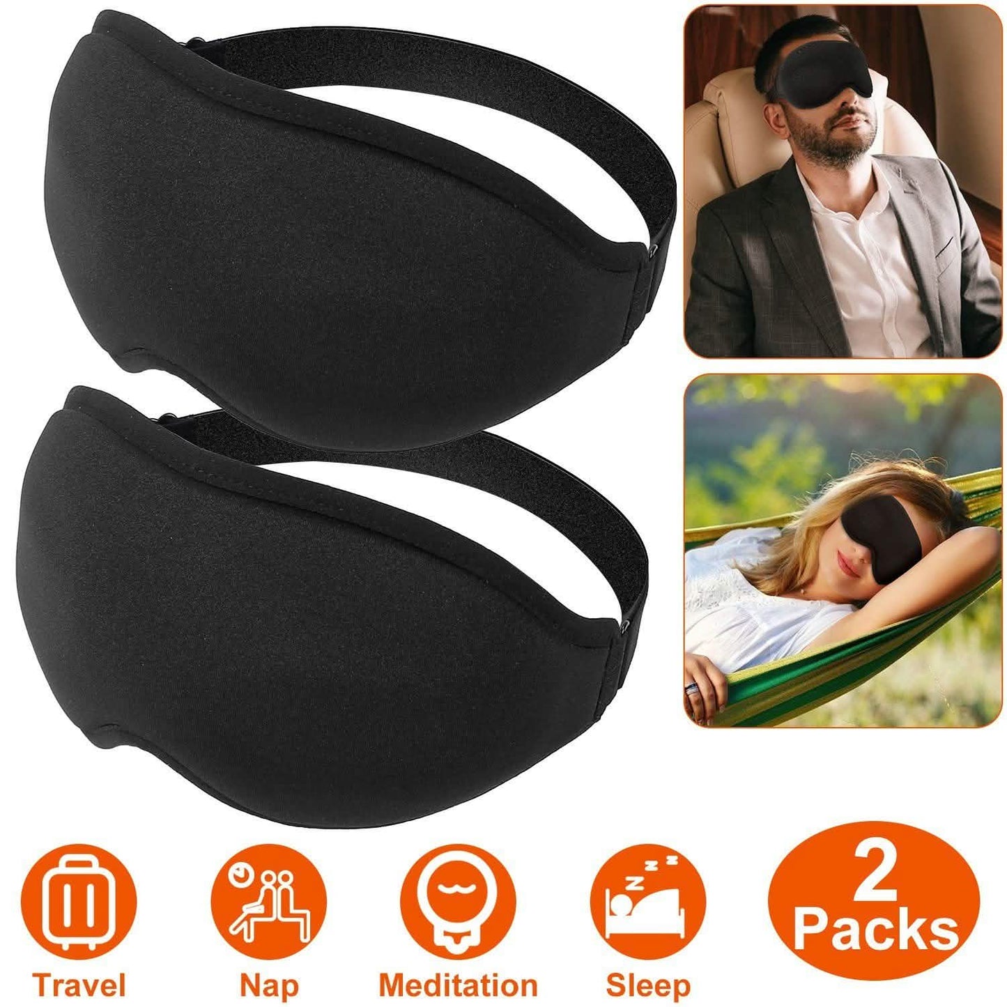 2-Pack: 3D Contoured Cup Light Blockout Sleeping Mask DailySale
