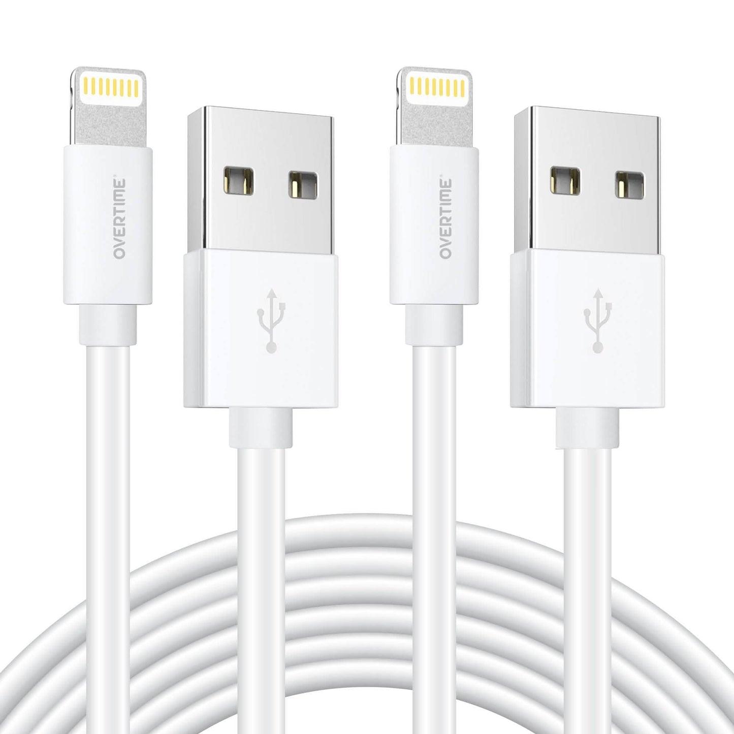2-Pack: 4 Ft. White Overtime Apple MFi Certified Lightning USB Cable DailySale