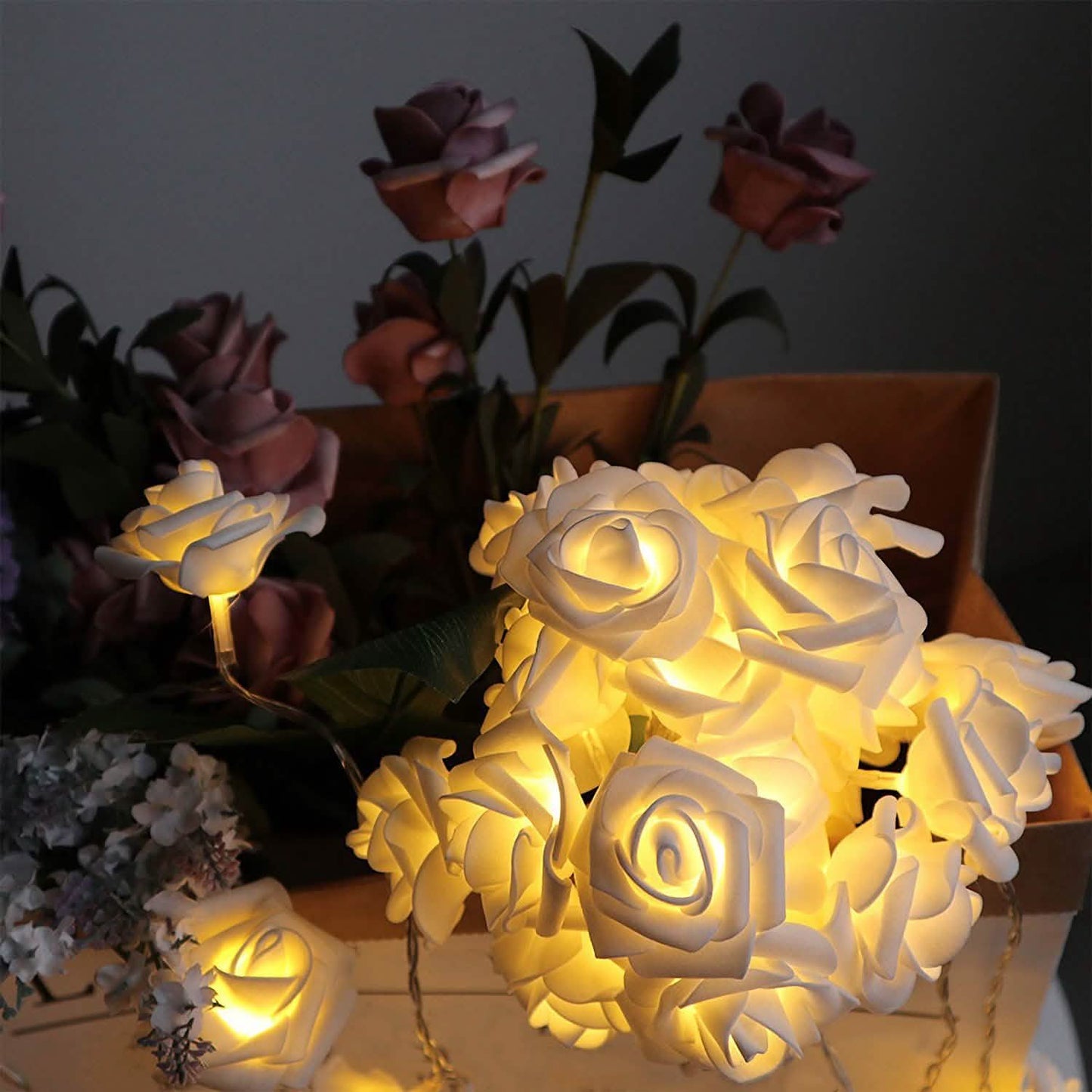 2-Pack: 40 LEDs Rose Flower String Lights DailySale