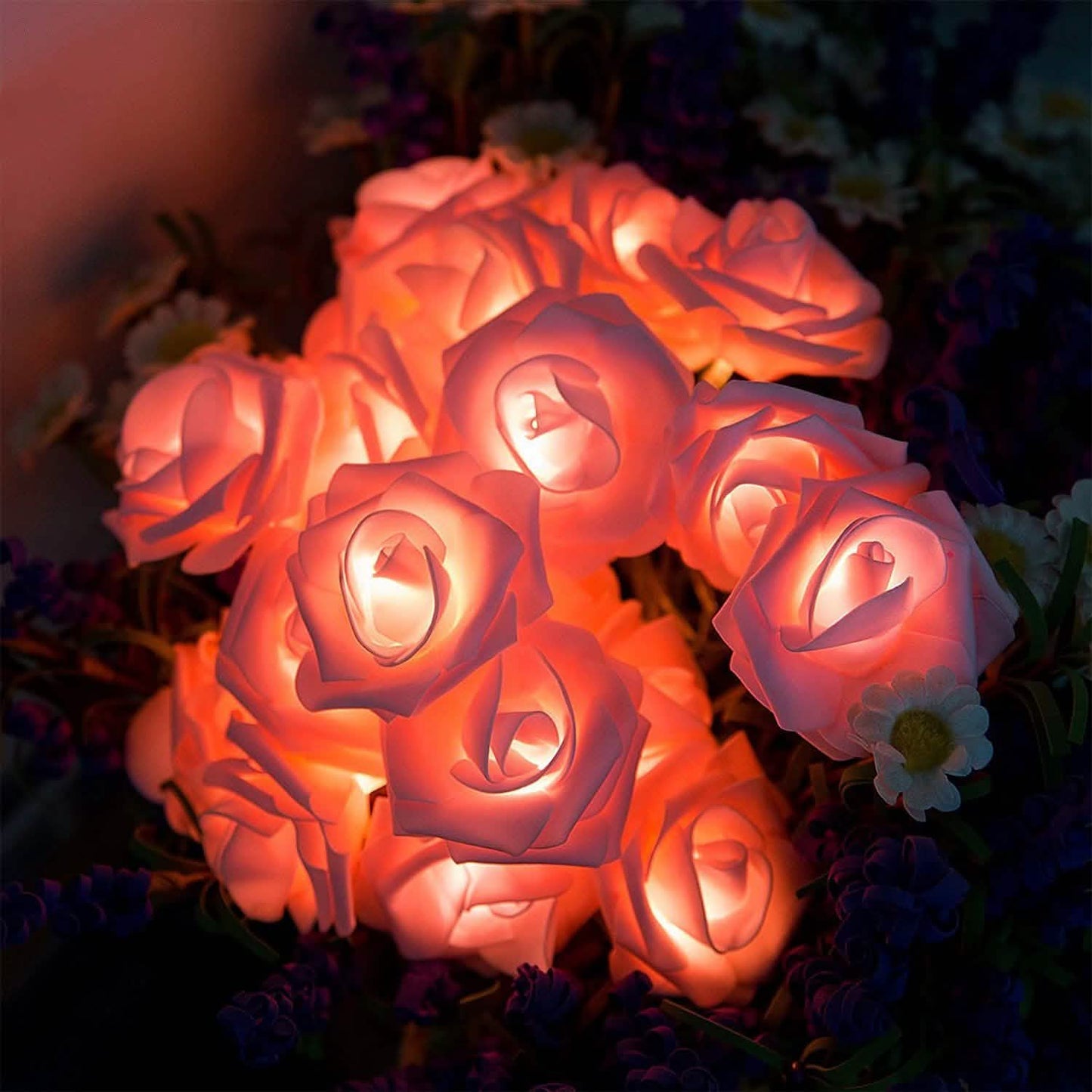 2-Pack: 40 LEDs Rose Flower String Lights DailySale